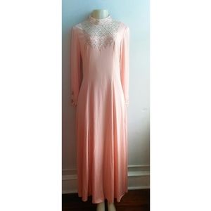 Vintage Peach-Colored Beaded Gown